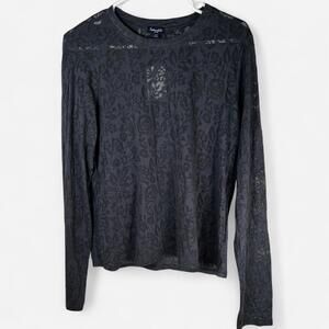 Splendid - NWT Women's Charcoal Gray Burnout Long Sleeve Shirt -  Size Large